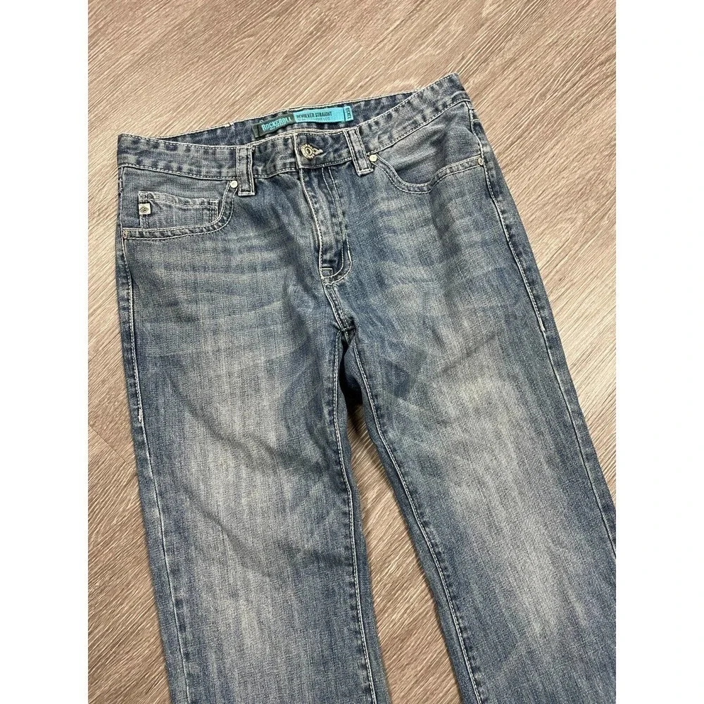 Mens Rock & Roll Cowboy Revolver Slim Straight Leg Blue Jeans Size 33x30 Med Was_2